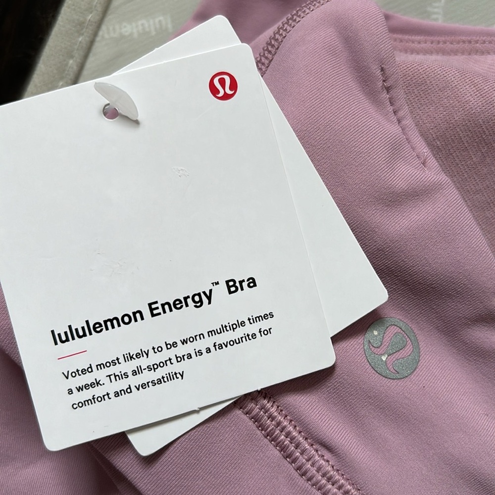 LULULEMON ENERGY BRA IN ROSE BLUSH SZ 8,10 NWT - Picture 4 of 9